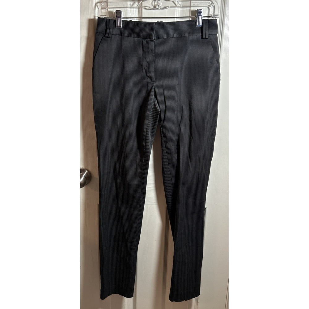 MNG by Mango Women's 4 Black Pinstripe Dress Pants Career Trousers Straight Leg